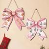 Yousheng Christmas Bow Wooden Door Sign 12 Inch Large Bow Hanging Welcome Sign Vintage Wall Art Door Hanger for Girls Room Dorm Apartment Porch Decor