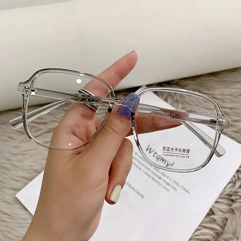 Professional Ultra Light Matte Tea Myopia Eyeglasses Fashionable Anti Blue Light Near Sight Glasses Women  Large Frame Eyewear