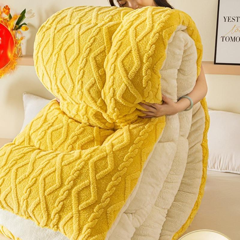 Double Sided AB Version Core Super Thick Winter Warm Blanket for Bed Artificial Lamb Cashmere Weighted Blanket Soft Comfortable Warmth Quilt Comforter
