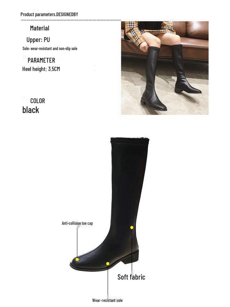 Women's Slim-Fit Over-the-Knee Elastic Boots with Back Zipper