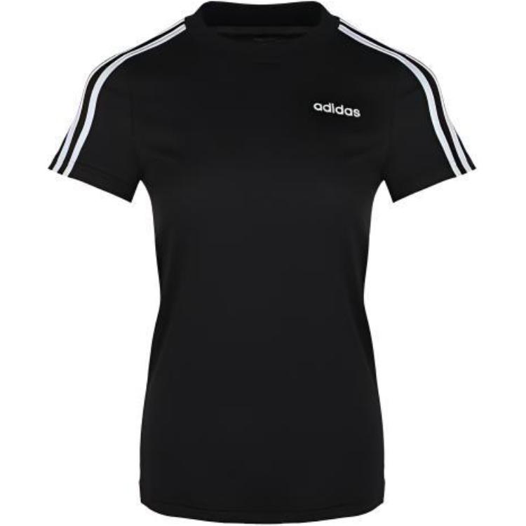 adidas Women s Black Slim Fit 3-Stripes Crew Neck Short Sleeve T-Shirt DP2362 S