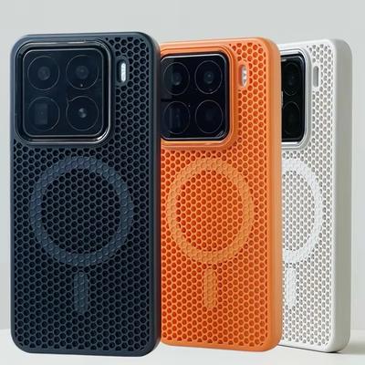 For Xiaomi Mi 15 Ultra 15pro Mi 14 Magnetic Alloy Lens Wireless Charging Cover Hollow Honeycomb Mesh Cooling Magsafe Phone Case