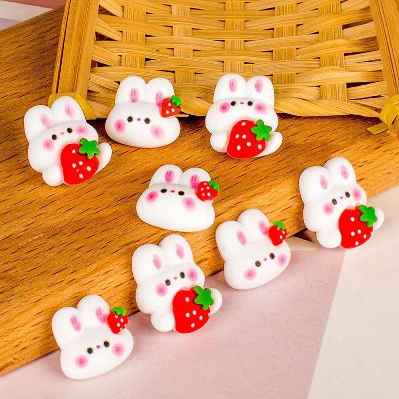 

DW92 10pcs Cute Cartoon Sweet Strawberry Rabbit Resin Charms Earring Keychain Pendant Making Diy Cartoon Charms Jewelry Findings 10pcs