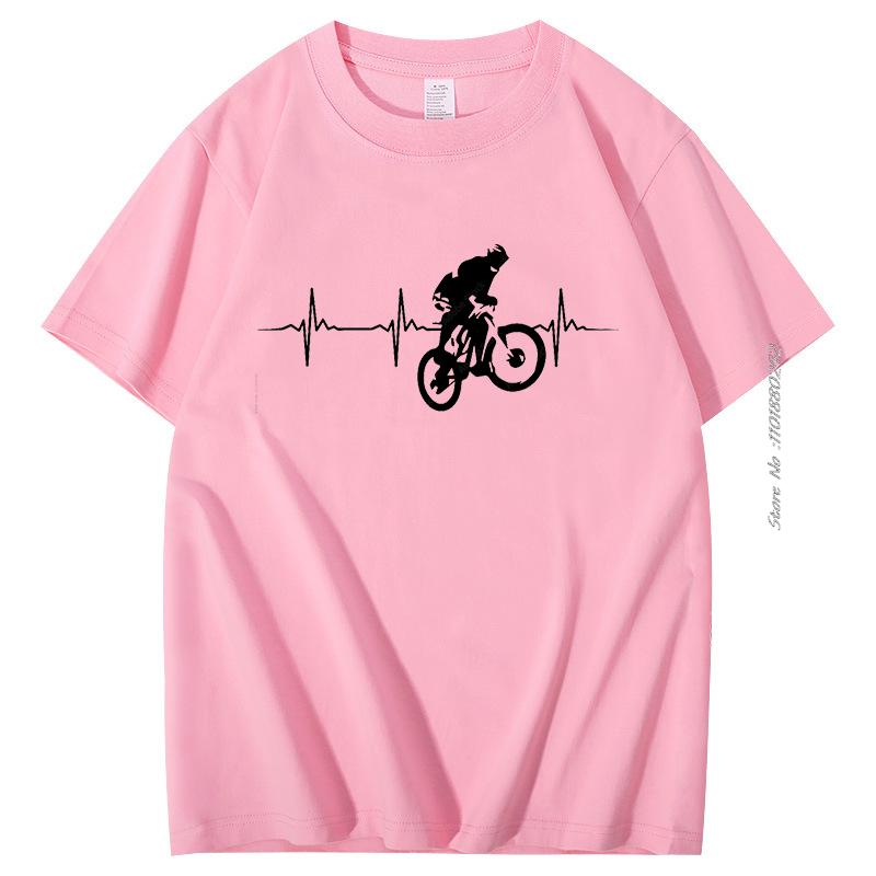 Mountain Bike Heartbeat Funny Graphic T Shirts Summer T Shirt For Men Short Sleeve Tshirt Harajuku Streetwear Mens Clothing