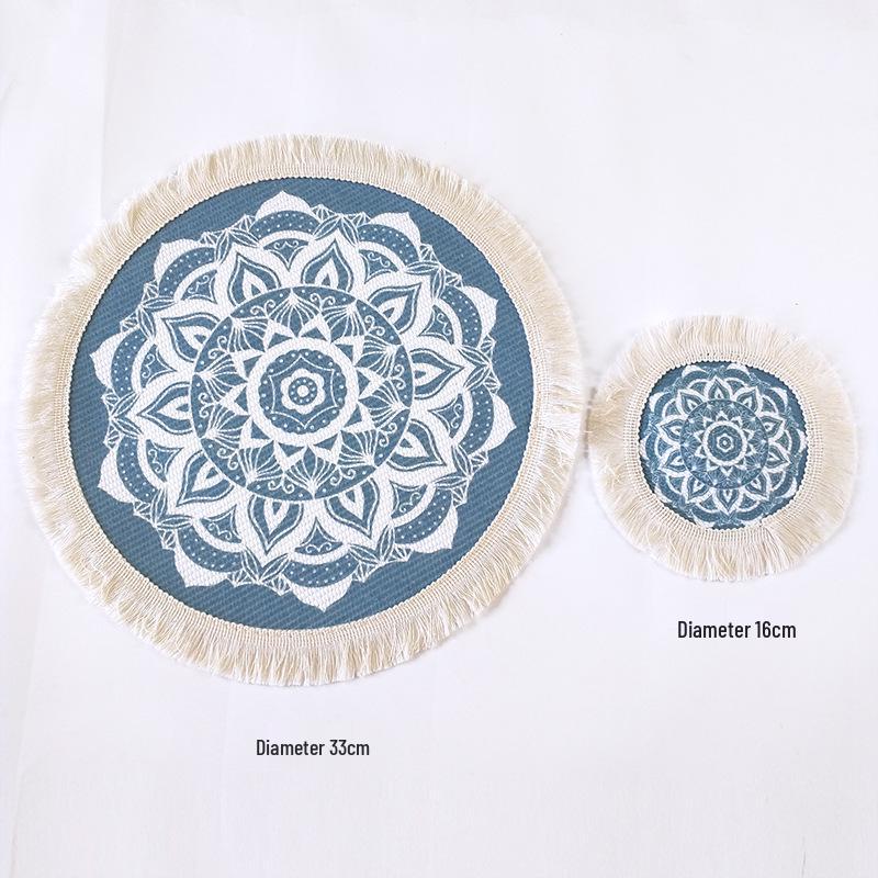 Bohemian Woven Cotton Tassel Placemat & Heat-Resistant Pad