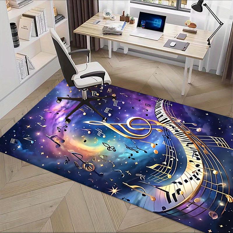 Goldene Musiknoten Stuhlmatte Büro Teppich, Übergröße Teppich für Heimdekoration, Sofamatte, Schreibtischunterlage Geschenk, Geeignet für Schlafzimmer, Wohnzimmer, Jeden Raum