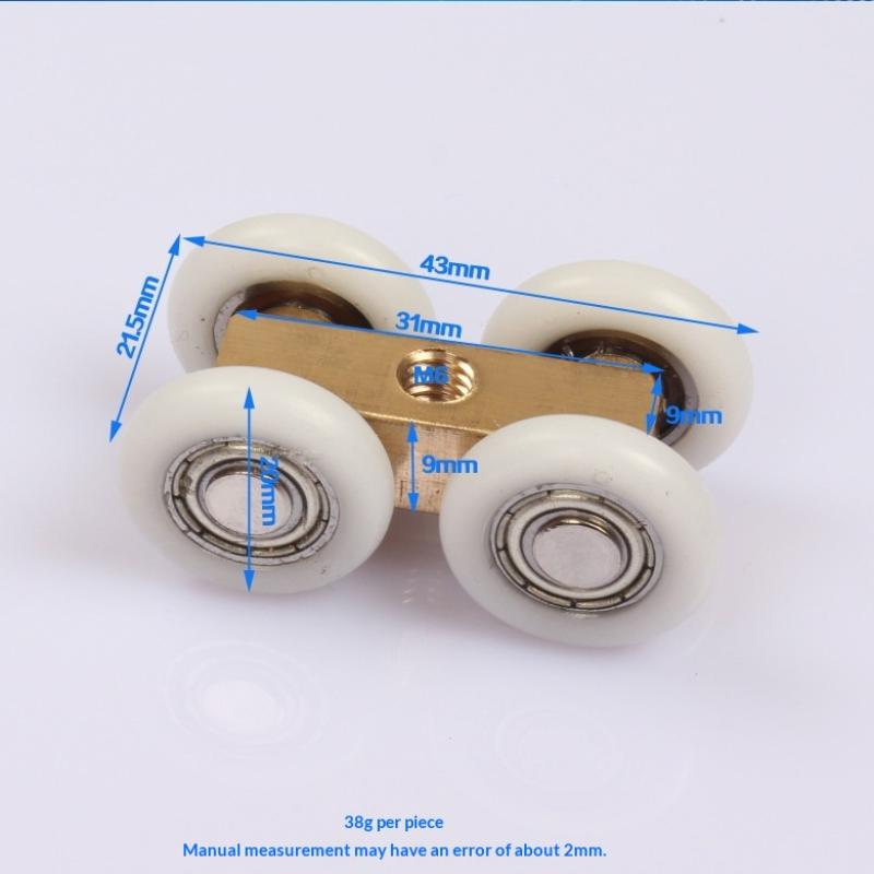 1/4Pcs Noise Reduction Shower Room Glass Wood Door With Clips Screw Sliding Door Pulley Roller Full Copper Bearing