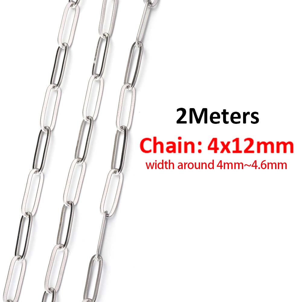 1Meter 1mm-7.5mm No Fade Gold Chain Stainless Steel Curb Chains for Jewelry Making DIY Bracelet Necklace Thick Chain Components