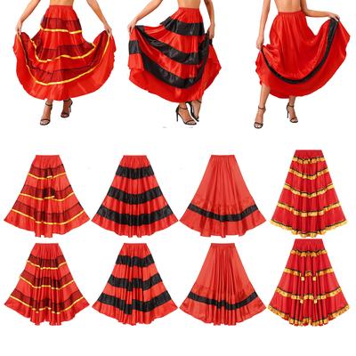 Spódnica do tańca flamenco dla kobiet, falbany, szerokie obszycie, kostium do tańca towarzyskiego, karnawał, spódnica sceniczna, hiszpański design