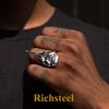 Richsteel Celtic Ring Crow Ring Stainless Steel Lucky Charm Jewelry Antique Unique Animal Bird Accessory Size 27 Birthday Gift Men's