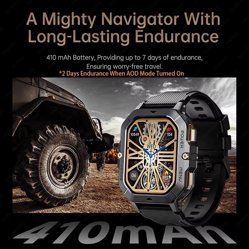 2025 New Men Sports SmartWatch 2.02in Screen Blood Oxygen Heart Rate Bluetooth Talking Watch 100+ Sport Mode Outdoor Smart Watch