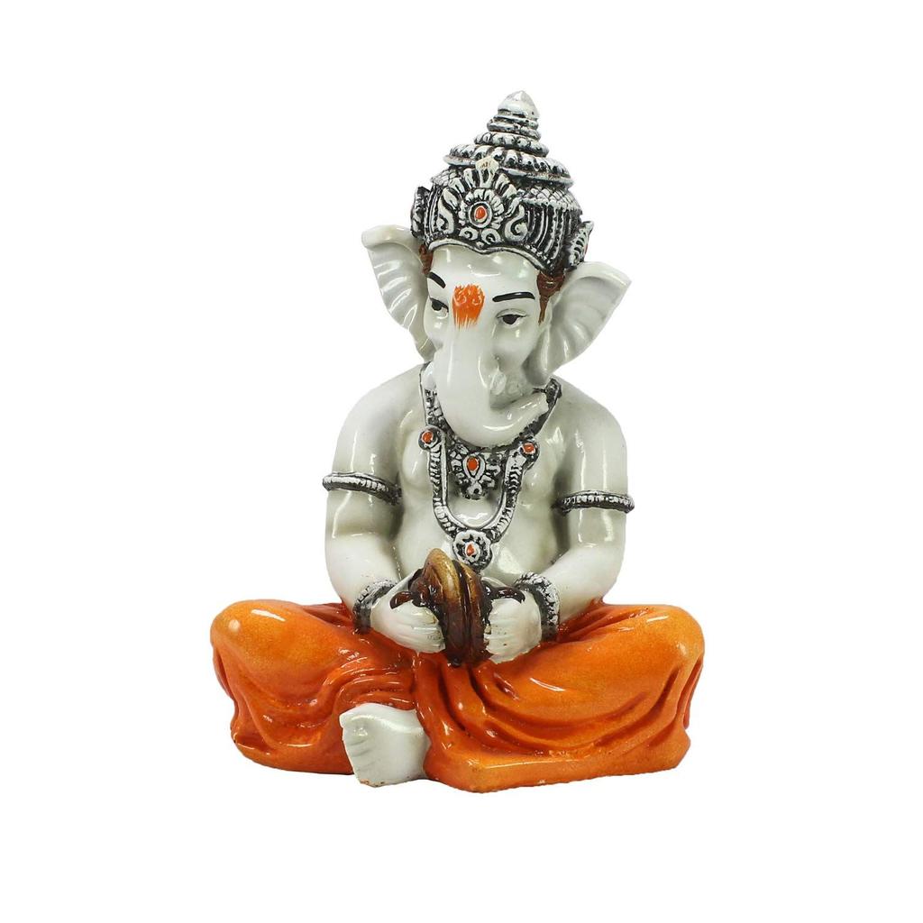 Lord Ganesha Statue (12 Cm X 12 Cm X 20 Cm, Orange)