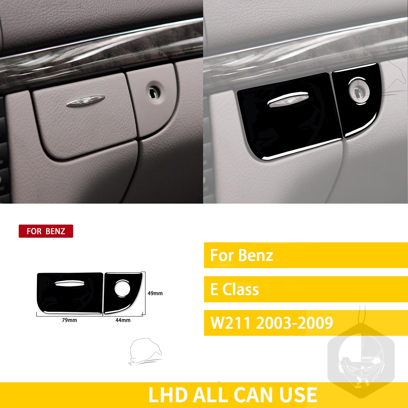 

Аксессуары для Benz E Class W211 2003-2009, аксессуары для автомобиля, черный внутренний ящик для хранения, замок для ключа, накладка, пластиковая наклейка black LHD чёрный