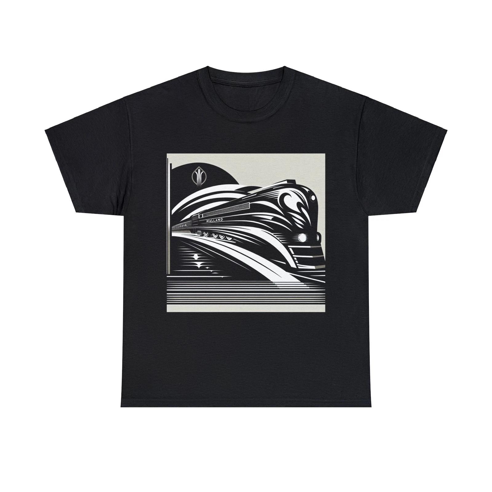 

Unisex Adult T Shirt Art Deco Speeding Streamline Train Illustration Retro Tee M