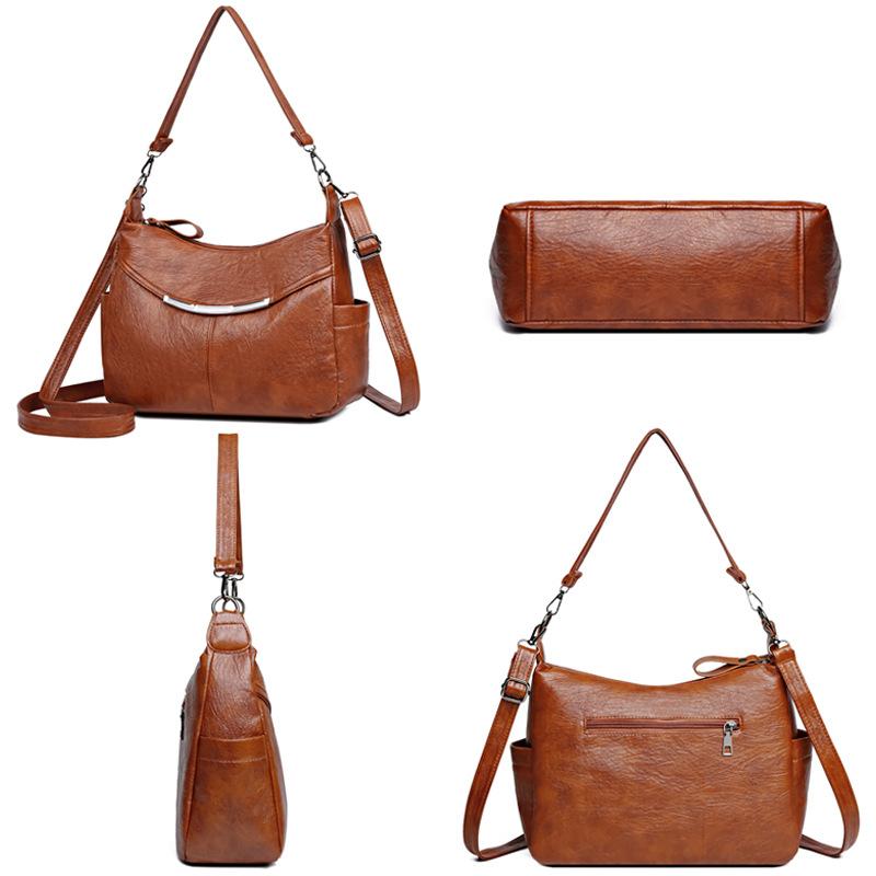 Retro single shoulder armpit bag large capacity tote bag women's soft leather oblique span bag women's versatile high-end mother bag