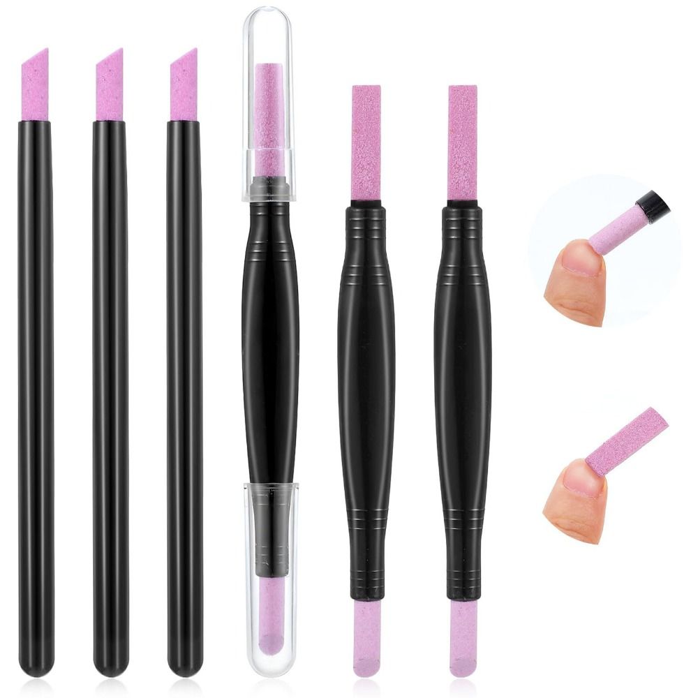 Dual-Ended Nail File Reusable Nail Pusher Pen Portable Quartz Scrub Stick  Nail Care Tool