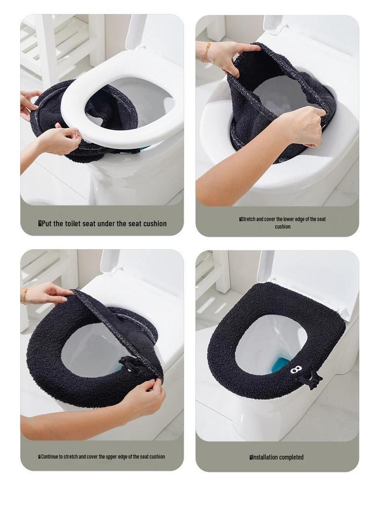 Univerzální plyšový polštář na záchodové sedátko - Vodotěsný, nadýchaný, extra velký a tlustý, proti nečistotám, plné pokrytí s madlem