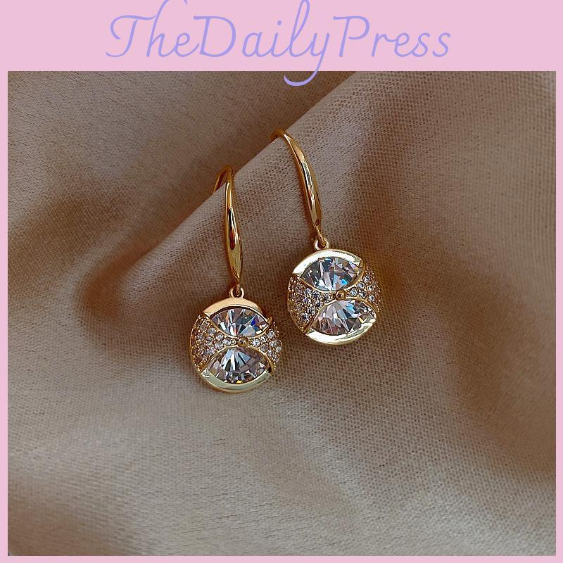 Silver Earrings Round Alloy Water Rhinestone Fashion Jewelry For Women