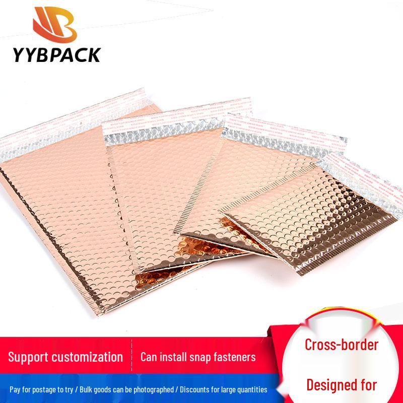 Rose Gold Aluminum-Plated Waterproof Bubble Envelope with Logo - Shockproof Foil Film Bag