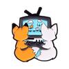 Fox Companion Couple For Playing Games Enamel Brooches Adventure Sailboat Warrior Badges Pin Bags Hat Jewelry