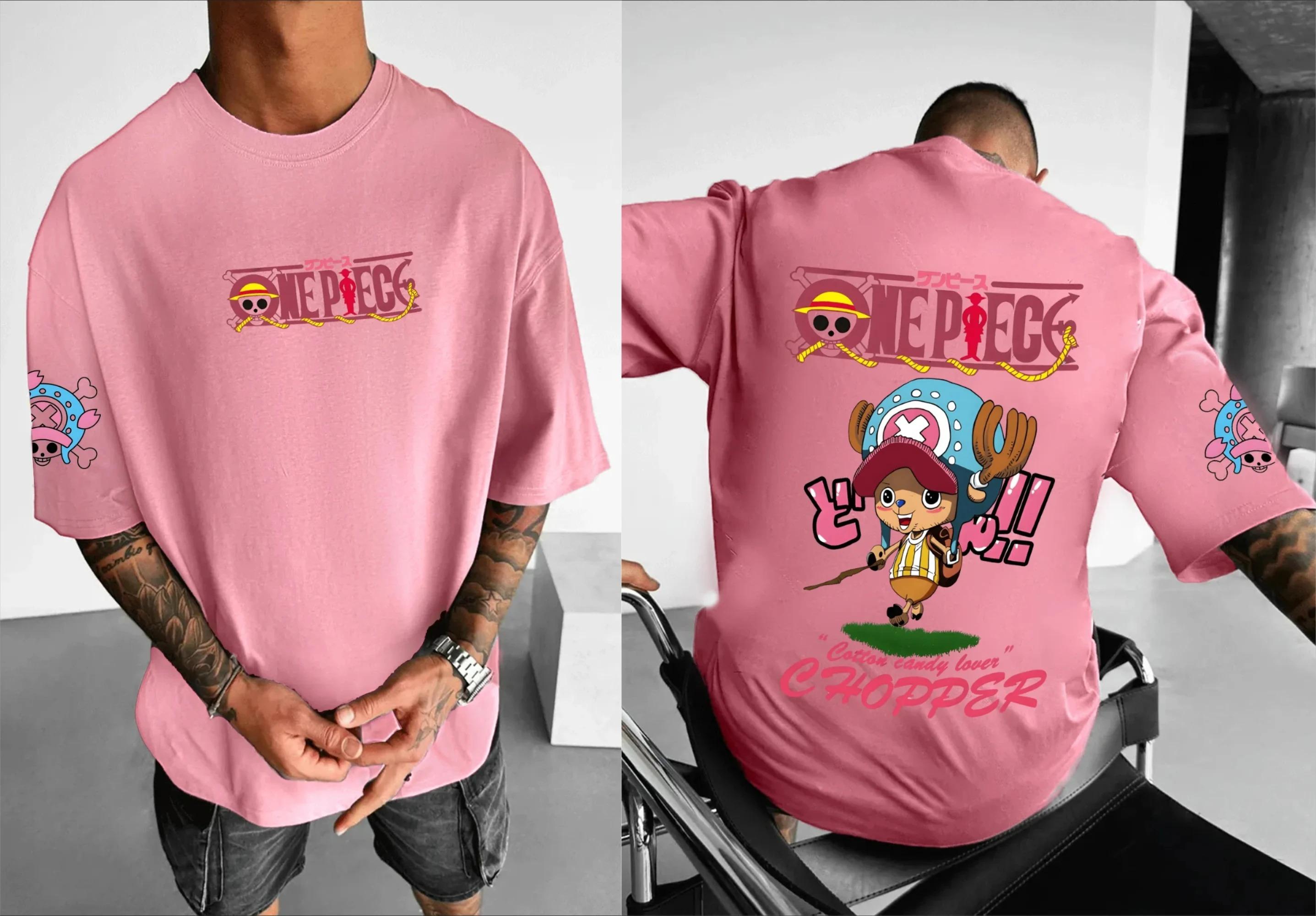 

2026 ONE PIECE Anime Peripheral Printing Short Sleeve T-Shirt American Men s and Women s Summer Cotton Loose Sports T-Shirt L чорний