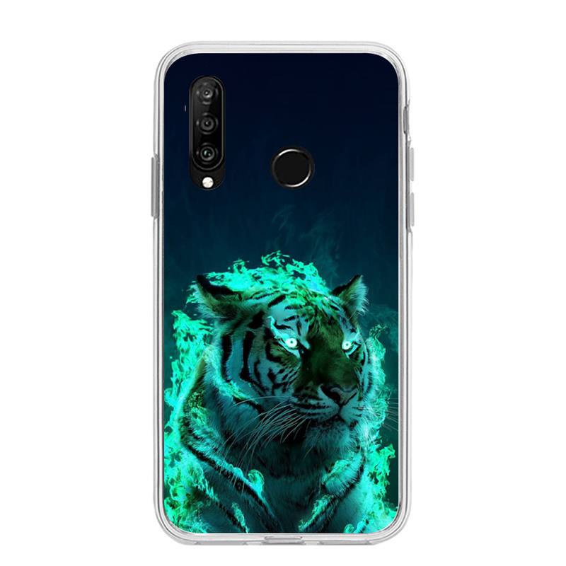 Husă de Telefon Tigru la Modă Pentru Huawei P20 P40 Lite P30 Pro P Smart 2019 Nova 3e 6 Se Husă Moale Transparentă din Silicon