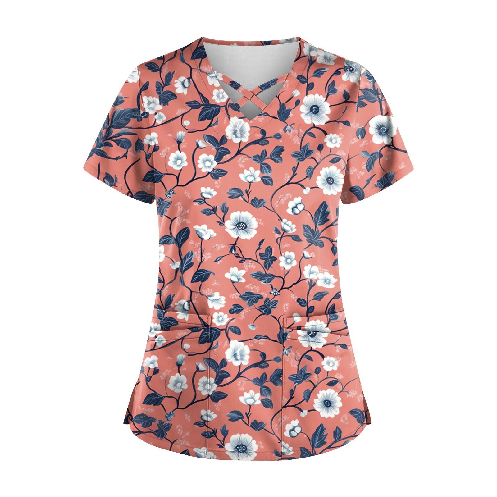 

Женский топ с коротким рукавом и V-образным вырезом, принтом и карманом Dry-nurse XL арбуз красный