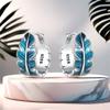 Real 925 Silver Earrings Blue drop rubber feather earrings For Women Wedding Engagement Earrings Jewelry Gift