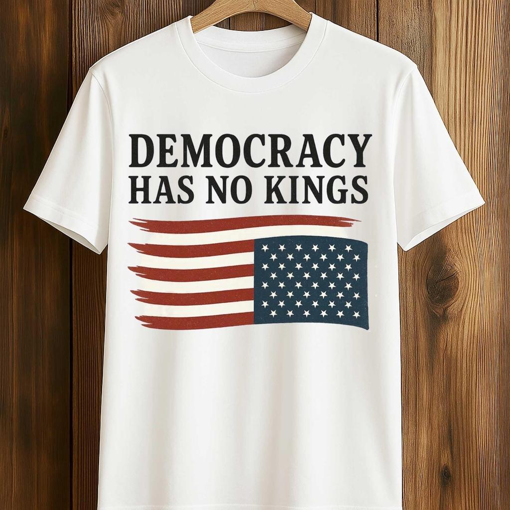 Democracy Has No Kings T-Shirt | Upside Down Flag Anti-Trump Resist Tee