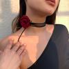 Black Camellia Collar Choker Chain Gothic Rope Choker Necklace Costume Party Pom Vampire-Choker for Women and Girls