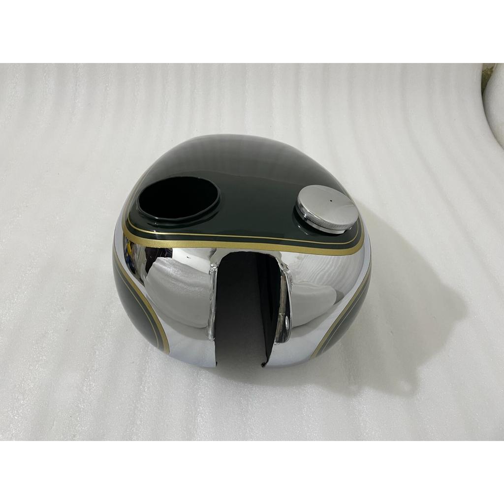 BSA B31 Petrol Gas Fuel Tank + Cap Black Paint Chrome Plated Steel |Fit For