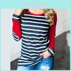 Autumn New Striped Stitching Round Neck Long-sleeved T-shirt Bottoming Shirt For Effortless Style And Comfort