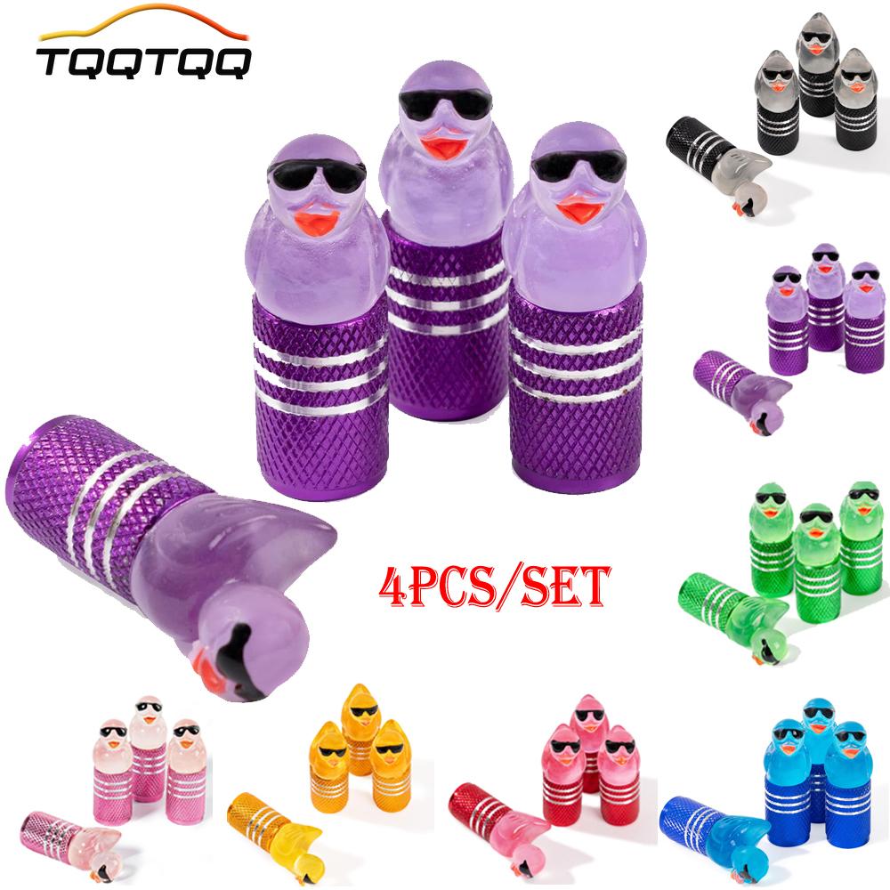 4PCS Duck Tire Valve Stem Caps with O Rubber Ring Universal Tire Valve Caps for Car SUV Truck Bike Motorcycles Wheel Valve Stems 1