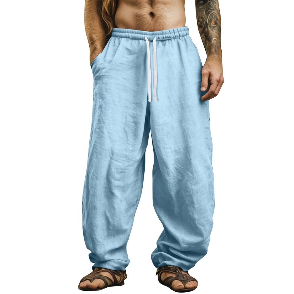 Men's Color Cotton Linen Trousers Men's Casual Fashionable Cotton Linen Trousers