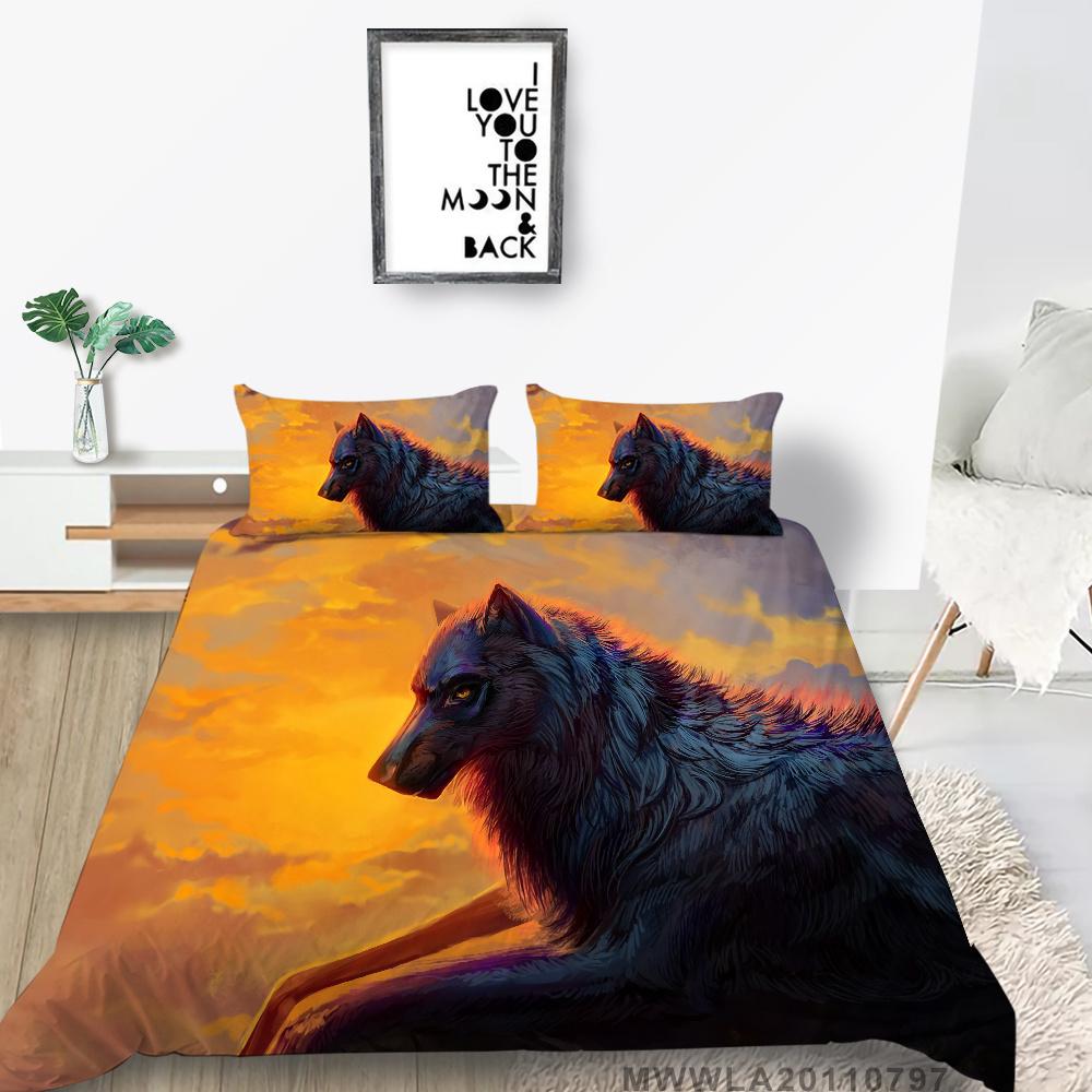 2023 New Style 3D Wolf Print Bedding Suit Comforter Duvet Cover Quilt Covers Bedspread Bed Set Microfiber Single Double King Size Pillowcase
