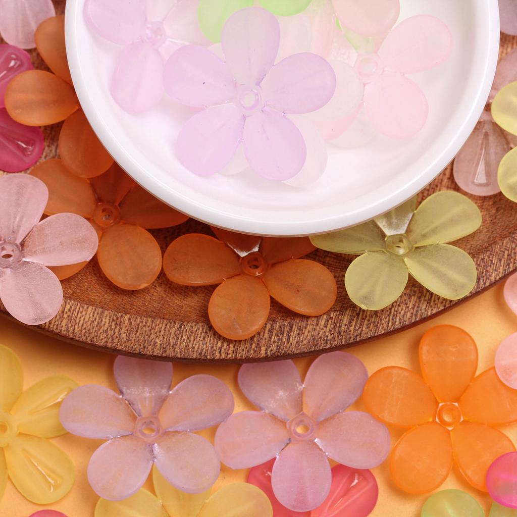 500g About 310pcs Handmade Material 5 Petals Flower DIY Making Frosted Semi Transparent Receptacle 28.5mm