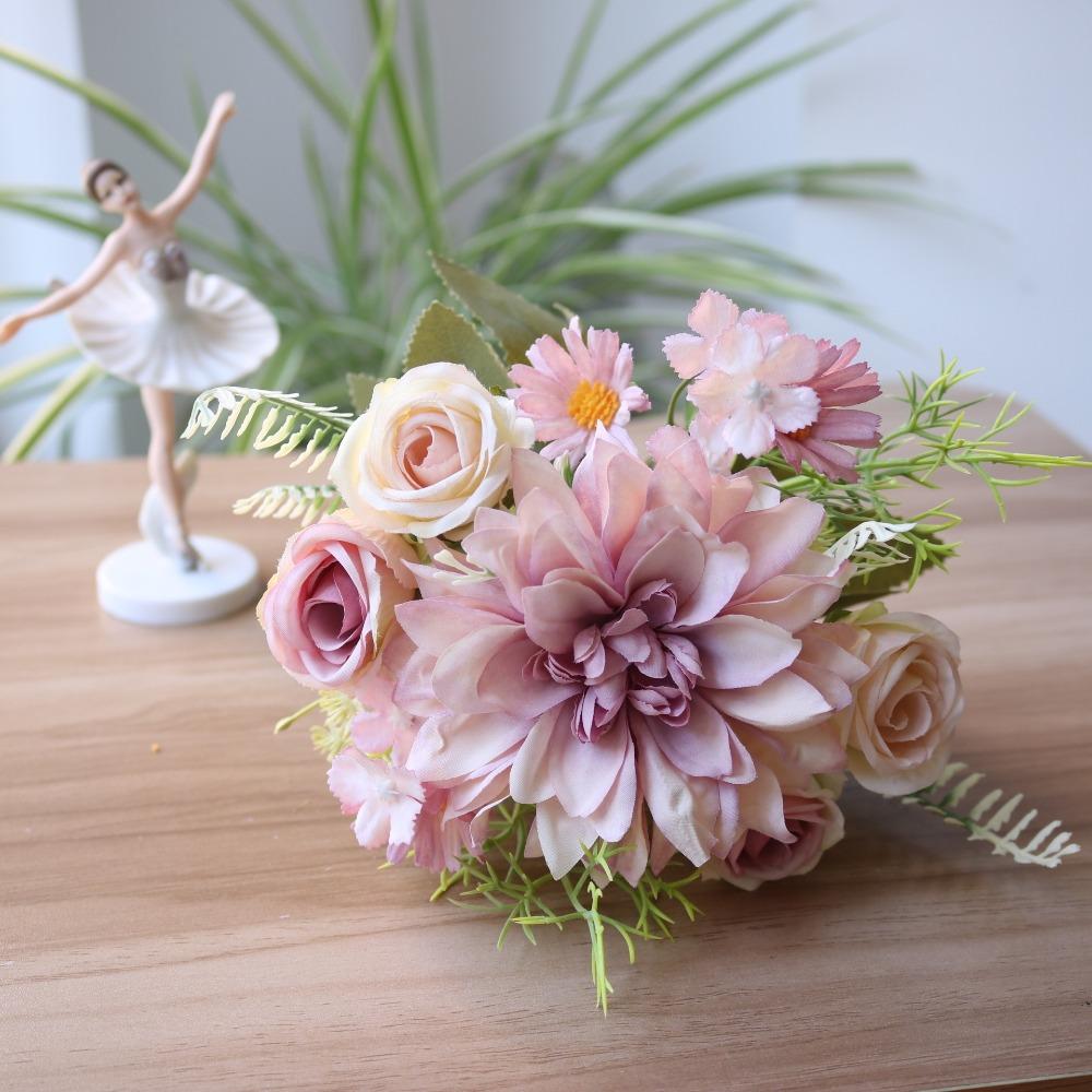 Silk Material Silk Dahlia Hydrangeas Design Fake Silk Flowers Party Wedding Decor  Home Decor
