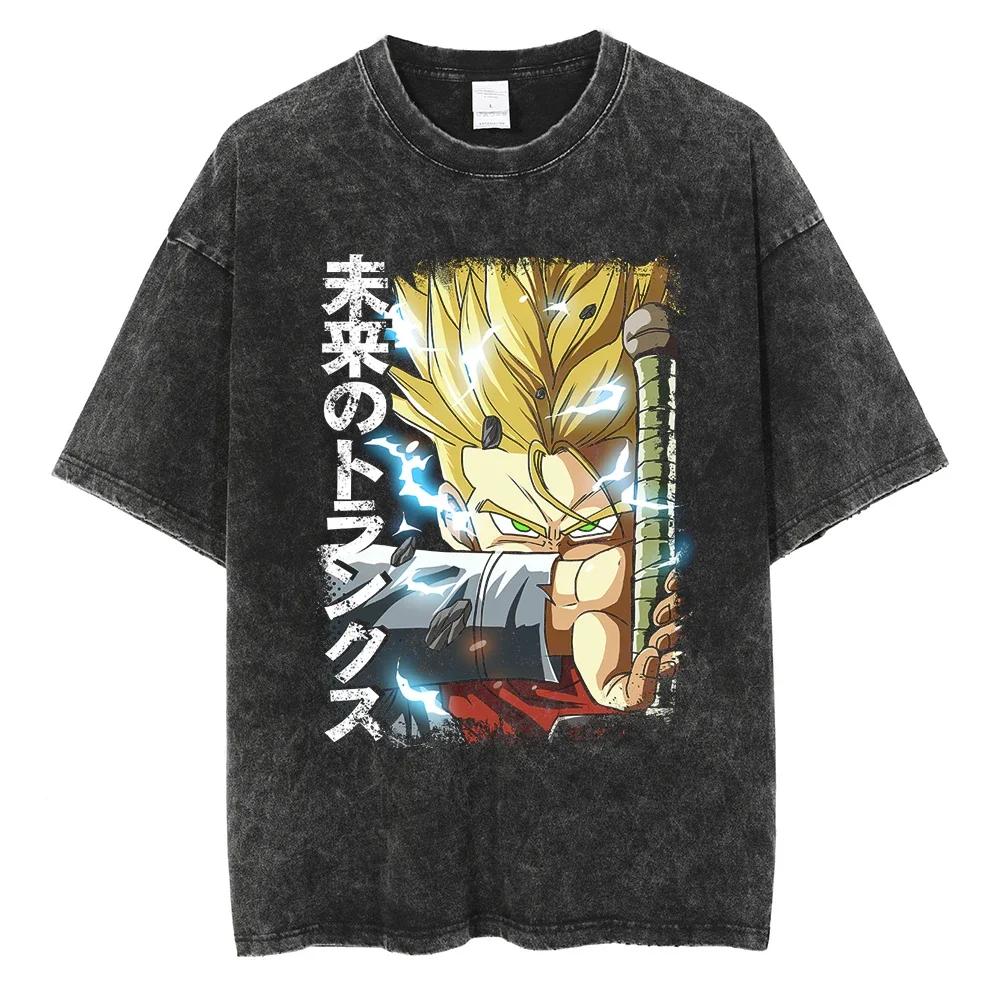 

New Dragon Ball Anime High Quality TShirt Men and Women Cotton Vintage Washed Print Retro Streetwear Sports Fitness Tops M