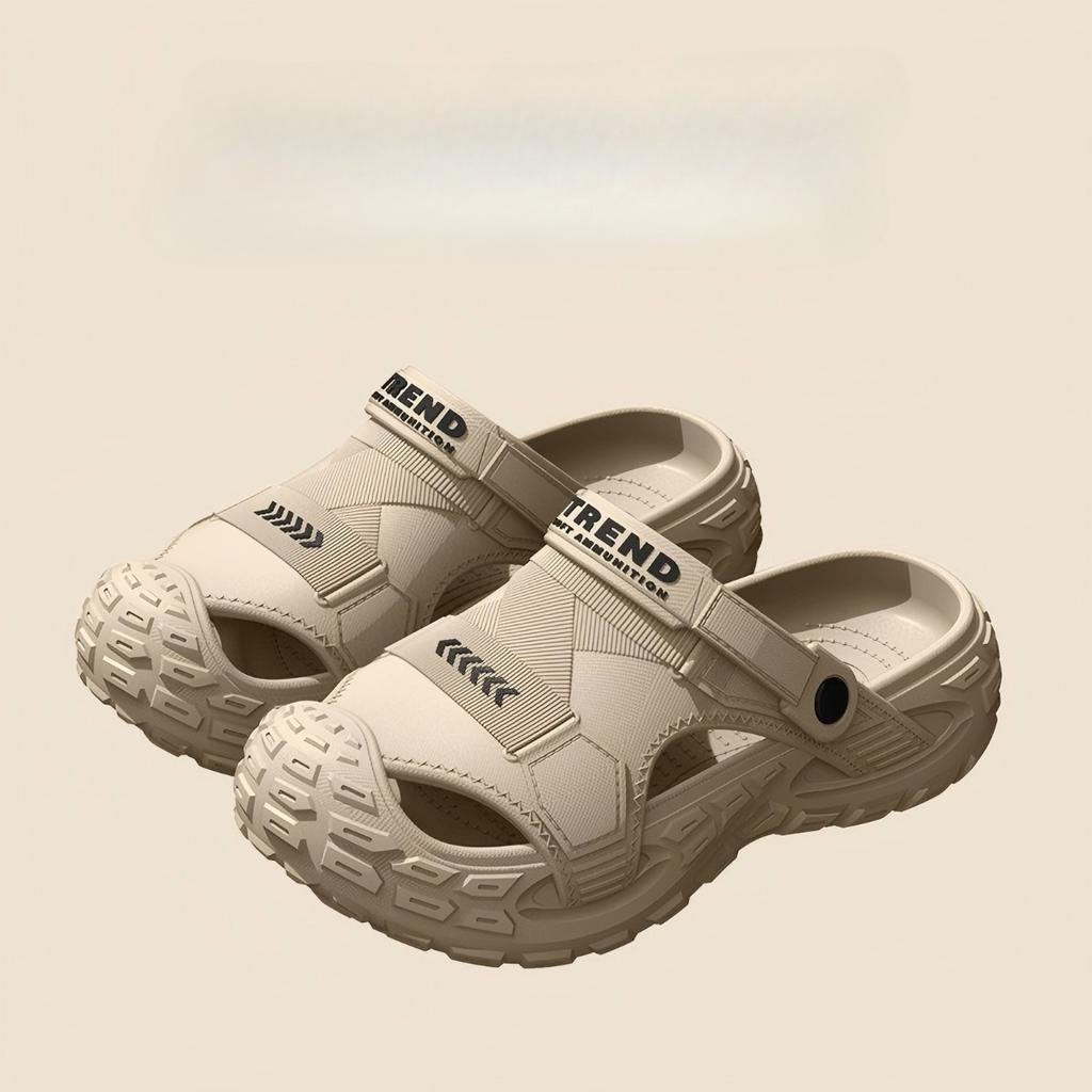 Sandals for Men In Summer, Non Slip Soft Sole, Toe Cap, Semi Slippers, Outdoor Driving, Sports, Beach, Hole Shoes, Big Size