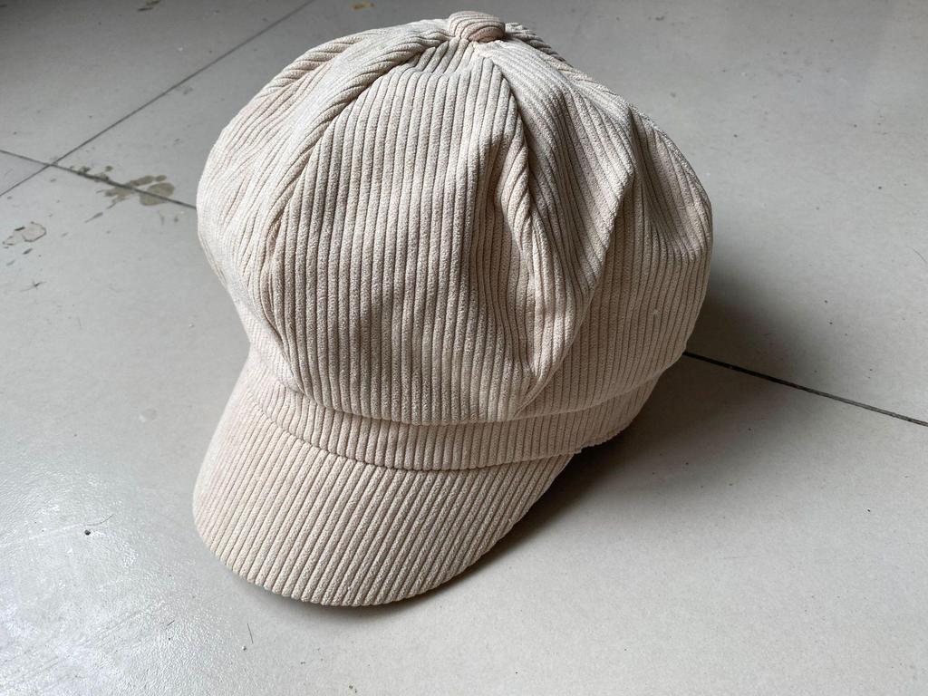 Damski jesienno-zimowy beret z kaczego dzioba ze sztruksu: Koreański i Japoński Styl Kapelusz Dyniowy Chroniący przed Słońcem