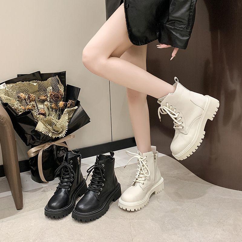 Versatile platform short boots medium tube women's boots 2025 autumn and winter new fashion single boots British Martin boots women's