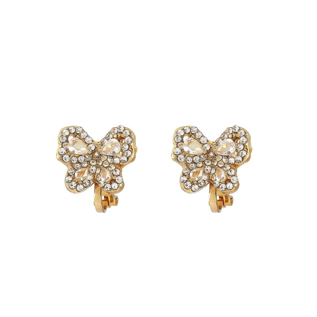 Fashion Earrings, Personalized Light Luxury Butterfly Full Diamond Ear Clip Jewelry