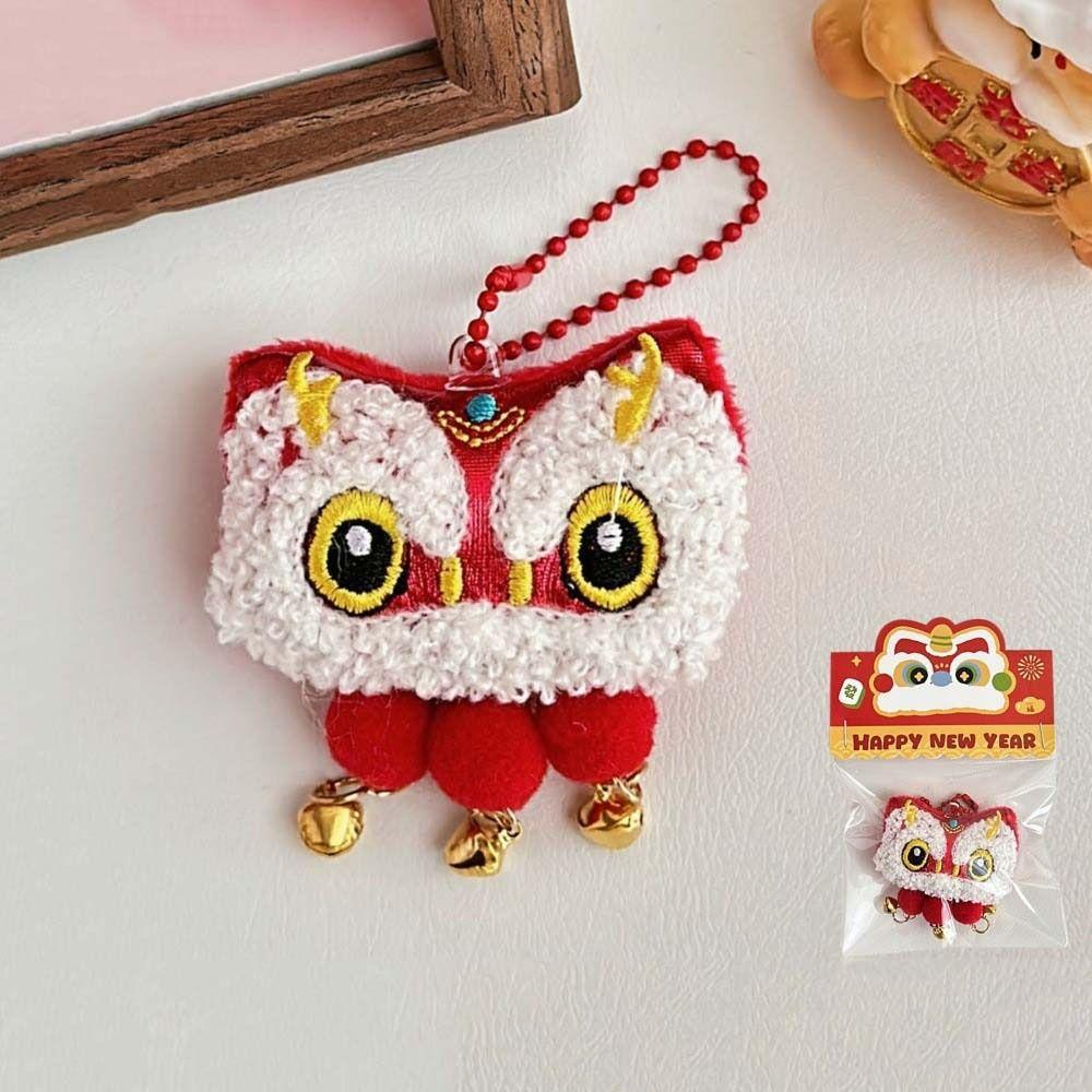 Chinese Style Chinese New Year Plush Keyring Bell Tassel Lion Dance Brooch Plush Snake Dolls  Party