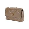 Tory Burch Kira Double T Metal Accents Diamond Quilted Napa Leather Handheld Crossbody Shoulder Bag Small Women handbags Gray Brown Oak 154706-250