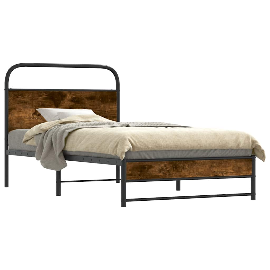 Bed Frame without Mattress 107 x 203 cm Smoked Oak Wood Based Material