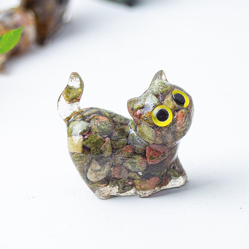Figurine Artistique en Résine Chat de Cristal Faite à la Main avec un Design Dynamique Pour la Décoration Intérieure et les Cadeaux