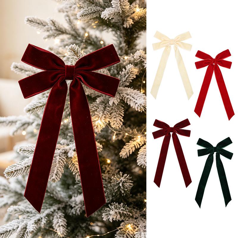 Red Velvet Double Bow Christmas Tree Ornament