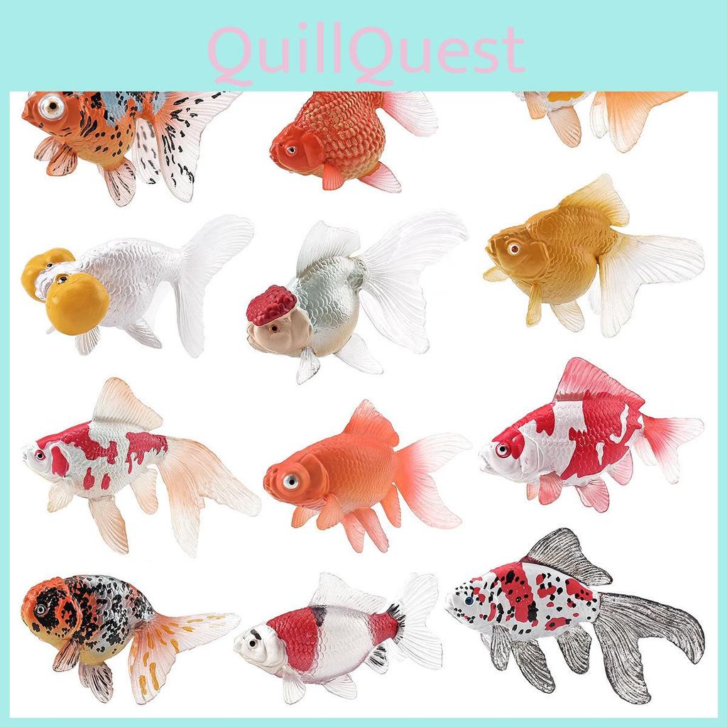 Lifelike Decorative Goldfish And Koi Fish Figurine Set In Bright Colorful Options