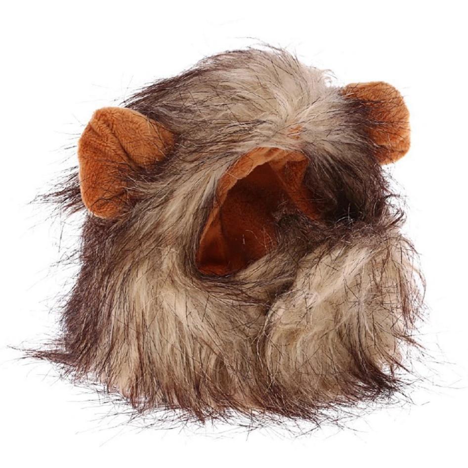 Cute Lion Mane Cat Wig Hat Cover Funny Pets Clothes Cap Fancy Party Dogs Cosplay Costume Kitten Puppy Hat with Ears Accessories