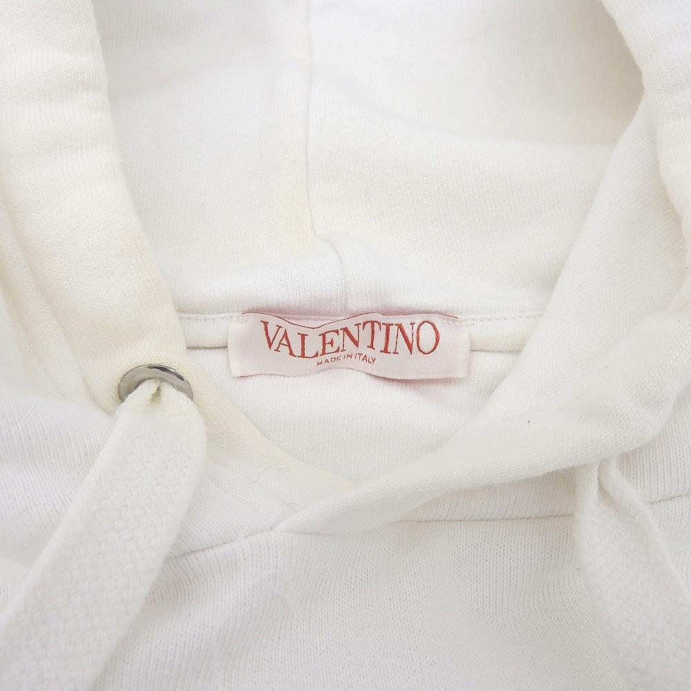 VALENTINO Embossed Logo Pullover Hoodie Top for Women White M XV3MF18Y84E tops M whiteUsed